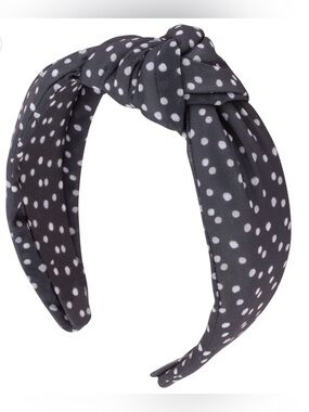 Polka Dot Knotted Headband - Black and White (Flexible Band)